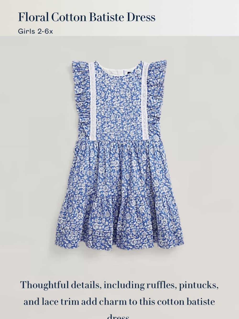 Polo by Ralph Lauren Blue Floral Smocked Ruffle Dress